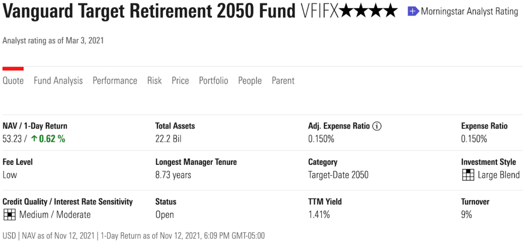 Vanguard Target Retirement 2050 Fund