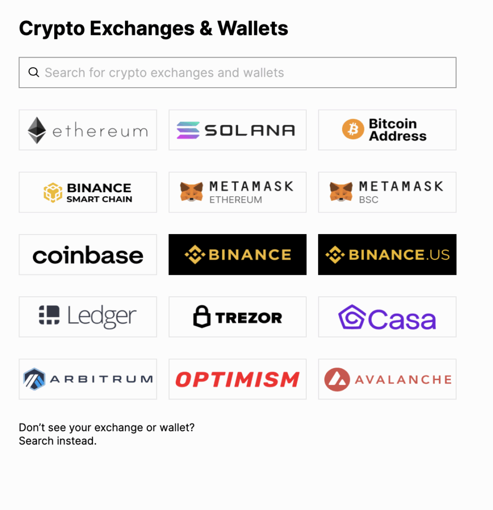 Kubera Crypto Exchanges & Wallets