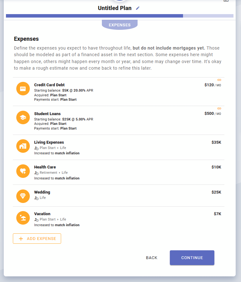 ProjectionLab Expenses Summary