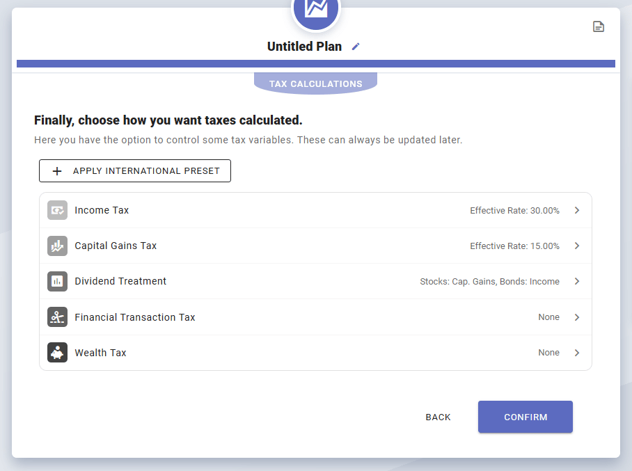 ProjectionLab Tax Assumptions