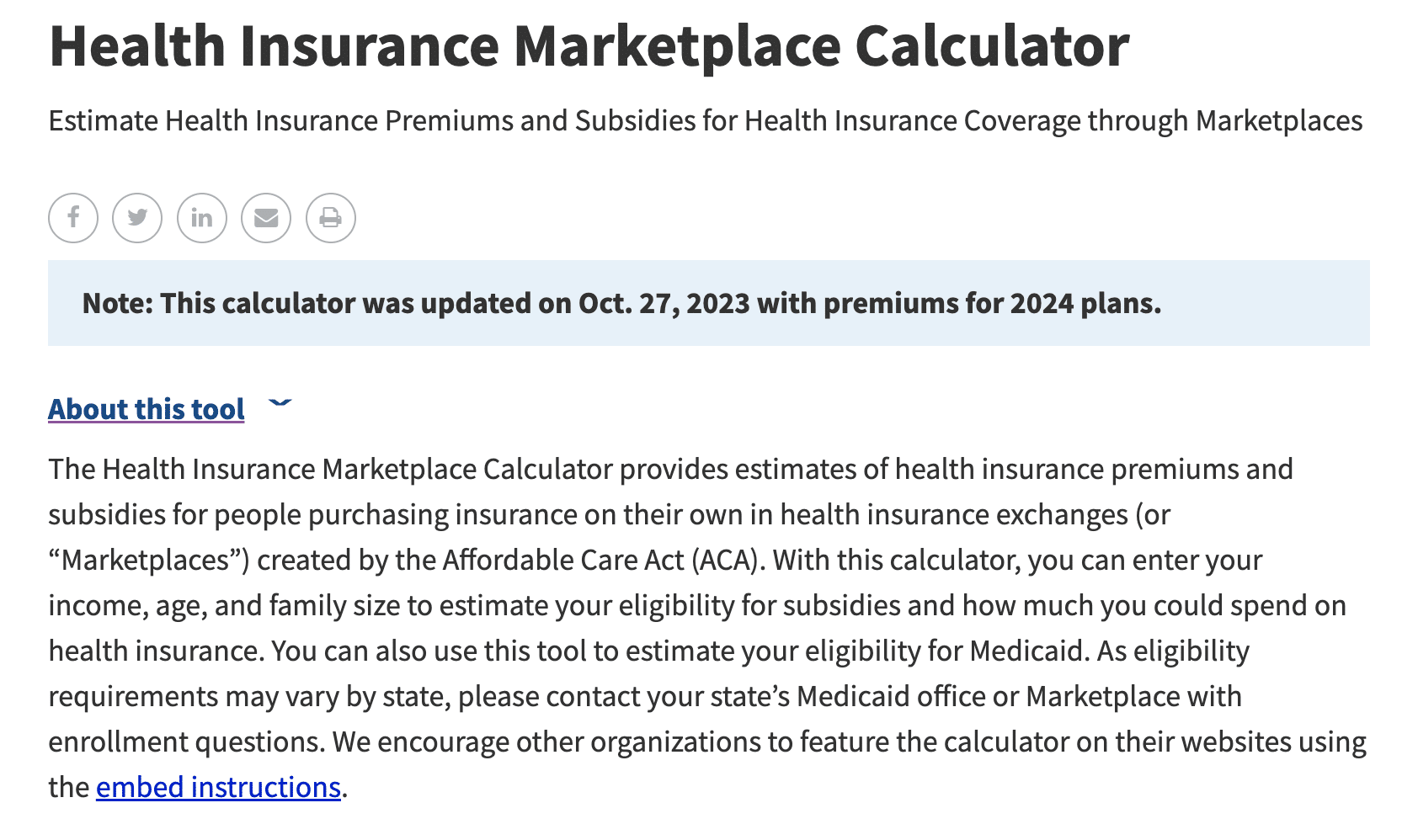 KFF Health Insurance Marketplace Calculator