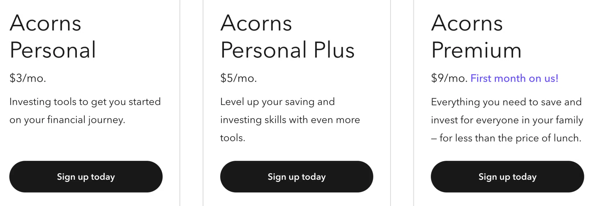 Acorns Pricing