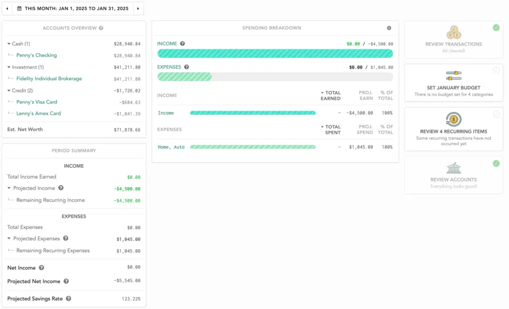 Lunch Money budgeting app dashboard