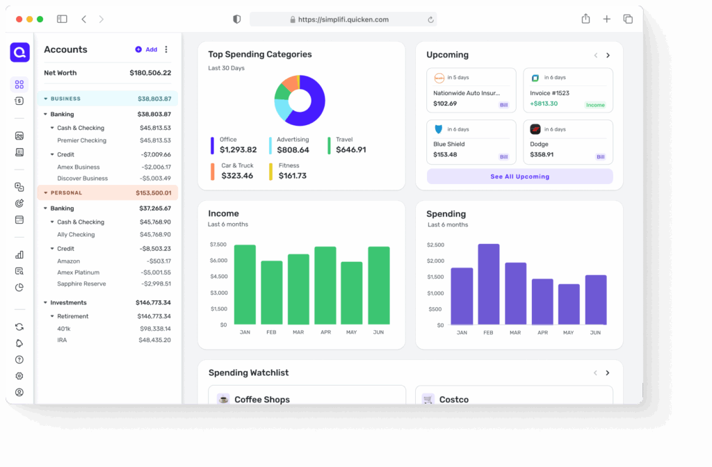 Quicken Simplifi Dashboard