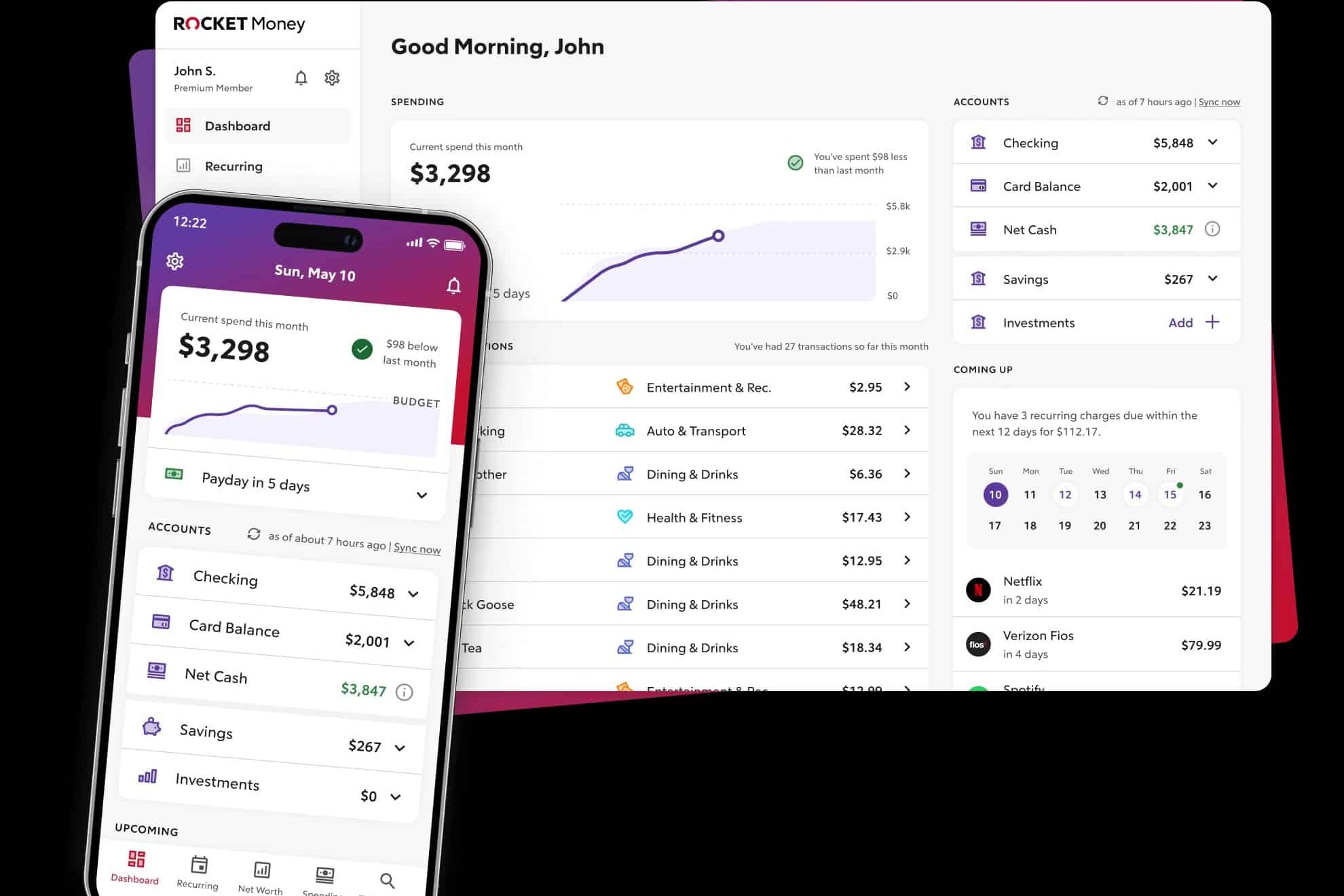 Rocket Money dashboard
