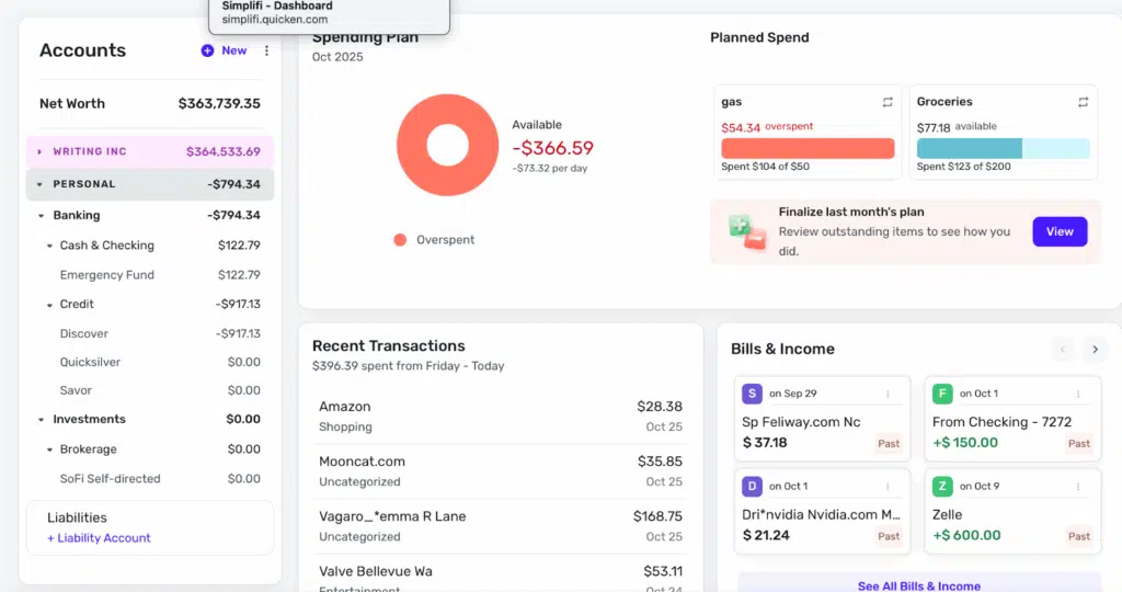 Quicken personal and business dashboard Quicken Personal and Business dashboard