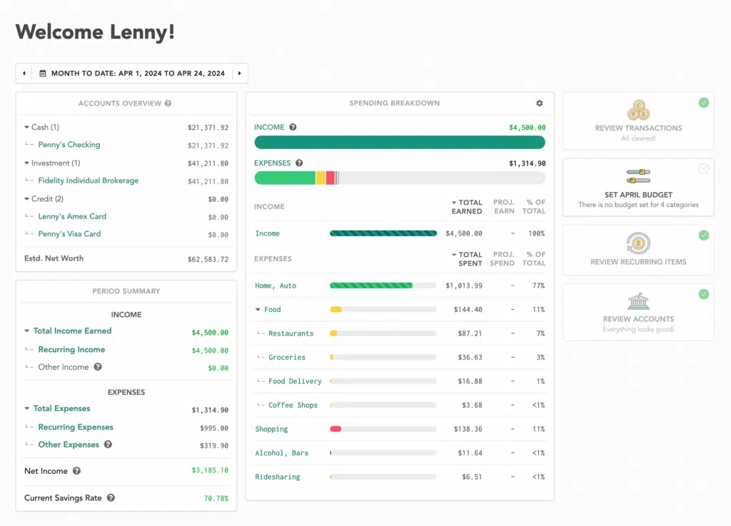 Lunch Money dashboard Lunch Money dashboard